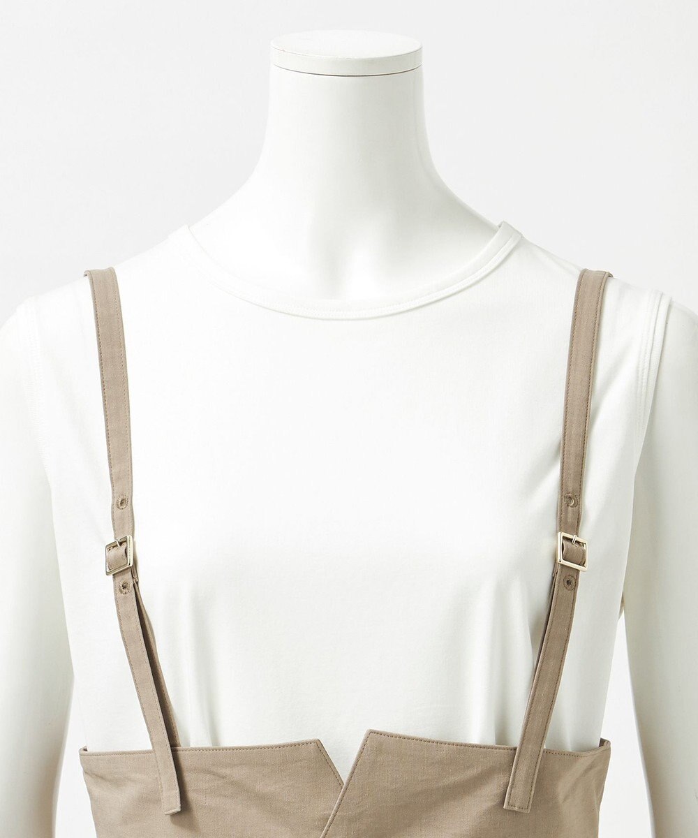 23区 L 【GOLD LABEL】クリスピーリネンストレッチ サスペンダーパンツ 