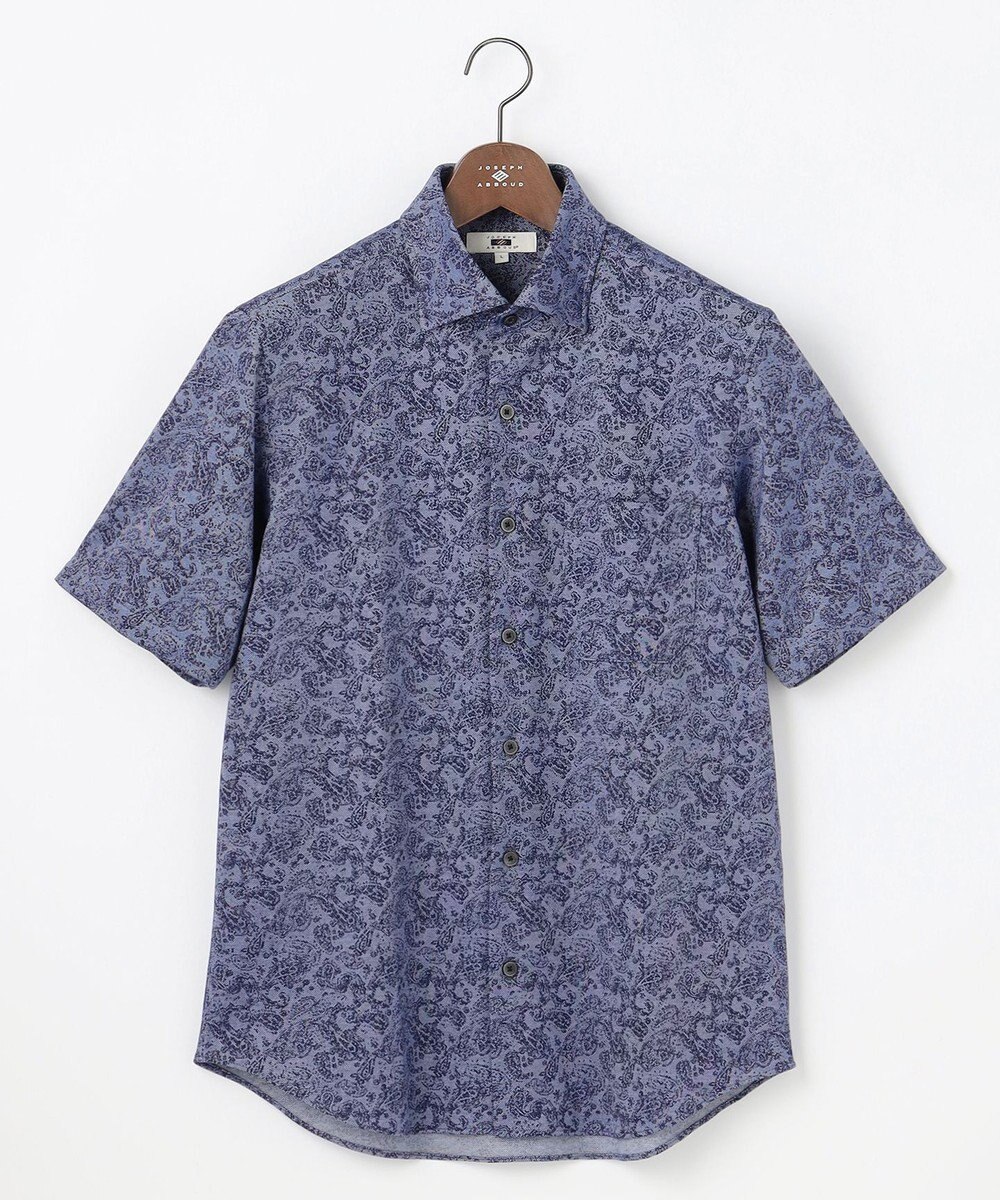 JOSEPH ABBOUD 【日本製ジャージー使用・清涼感・イージーケア】シャンブレー ペイズリープリント シャツ 