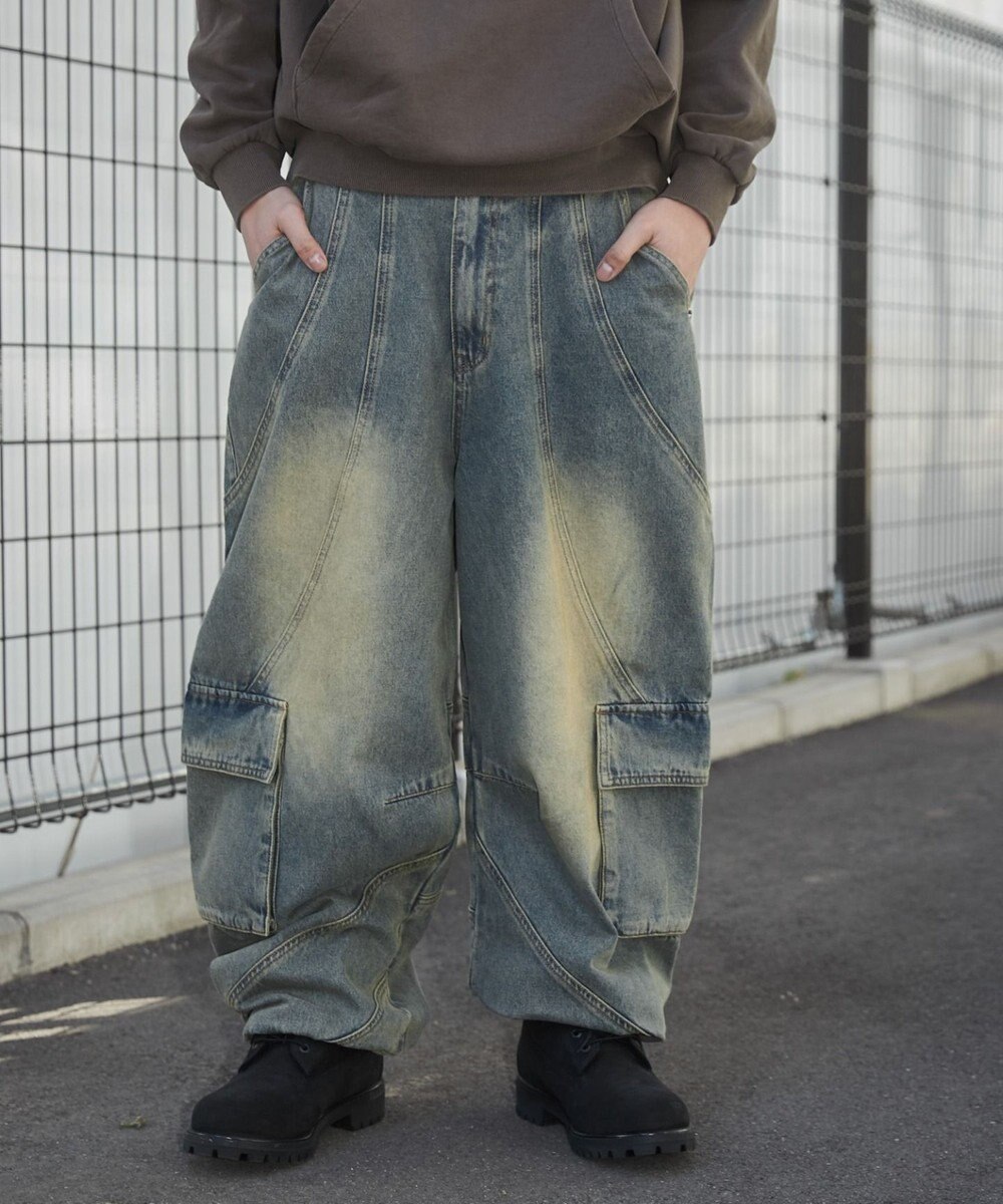 WEGO スウィッチングデニムカーゴパンツ 