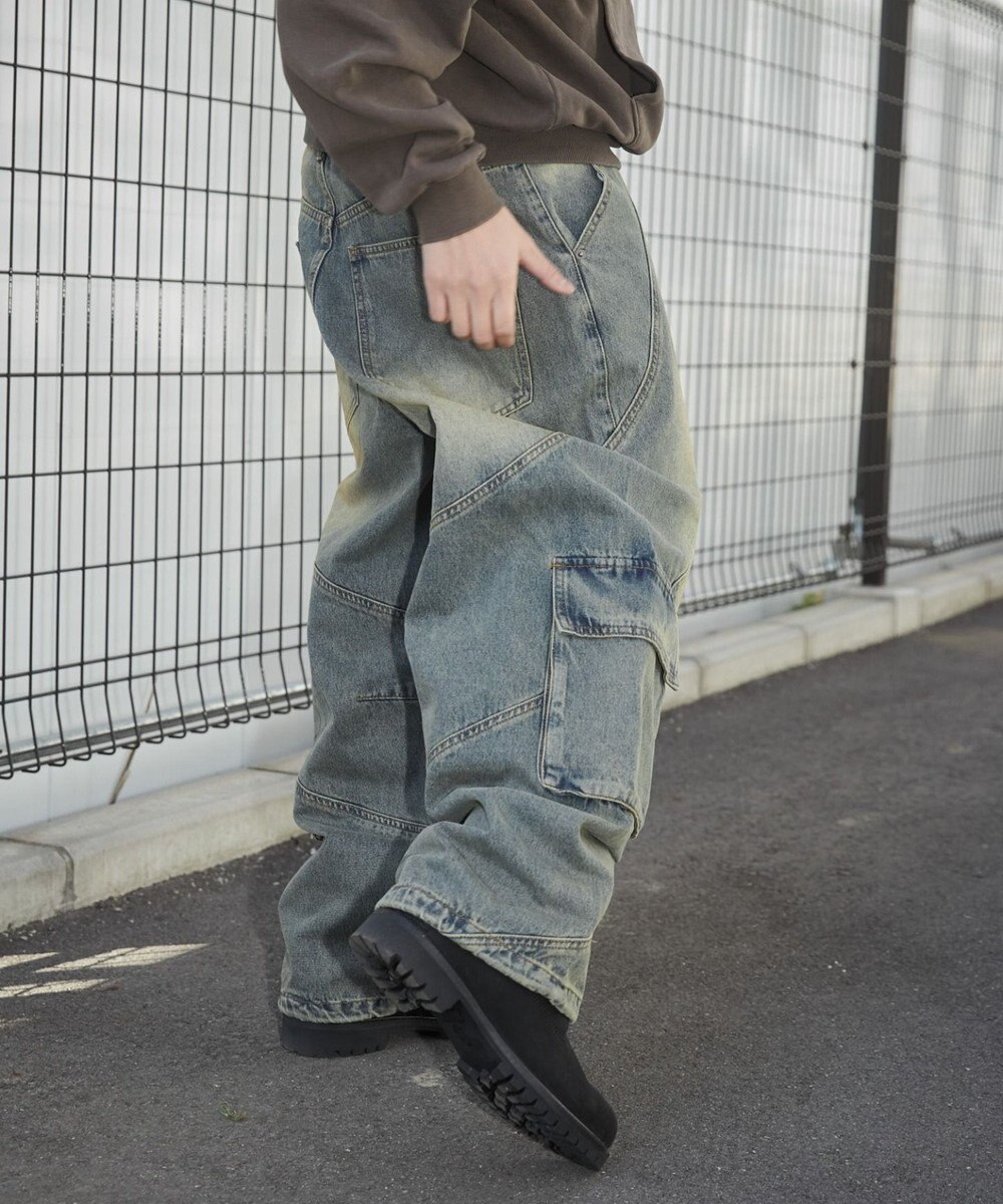 WEGO スウィッチングデニムカーゴパンツ 