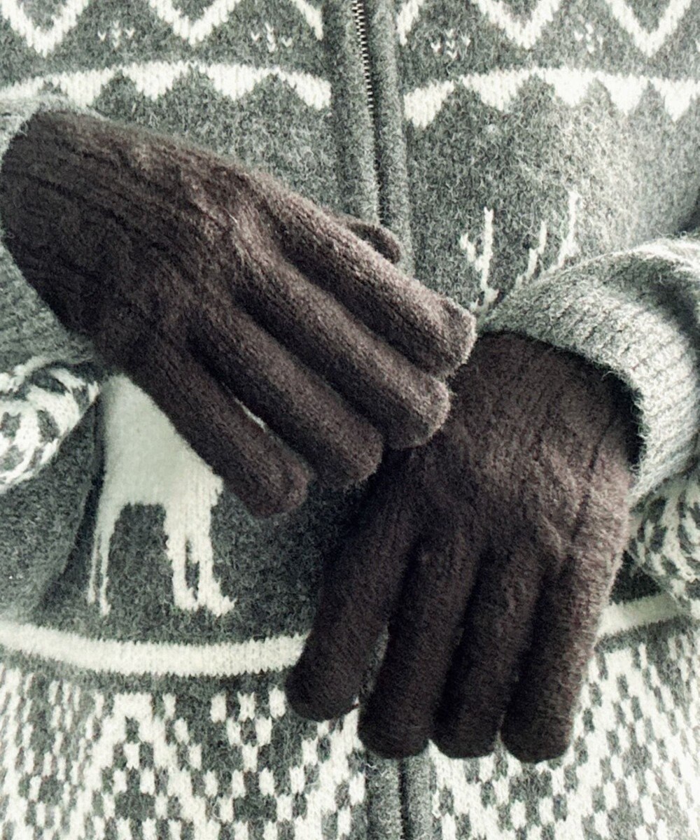 WEGO 【スマホ対応】ケーブル編みニットグローブ 