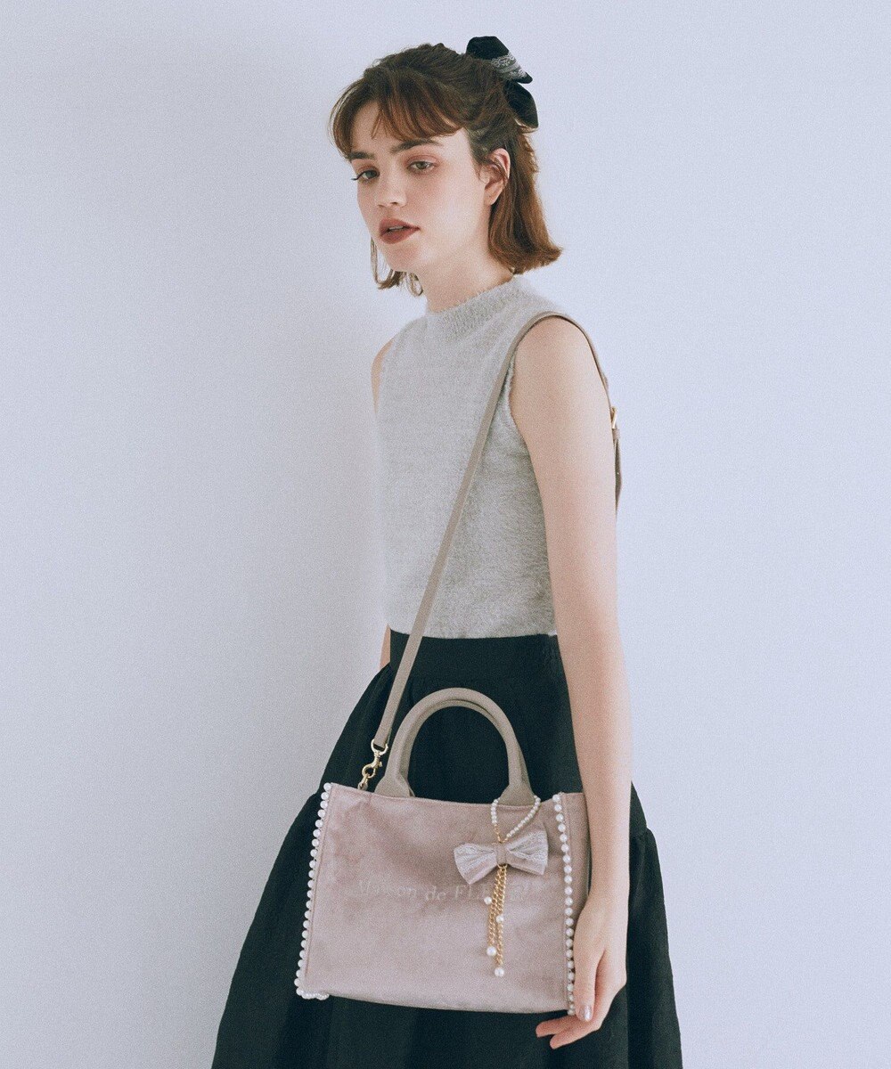 Maison de FLEUR ベロア2Wayスクエアトートバッグ 