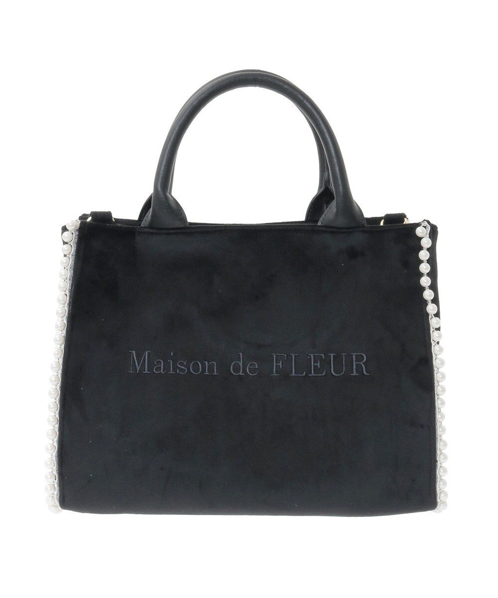 Maison de FLEUR ベロア2Wayスクエアトートバッグ 