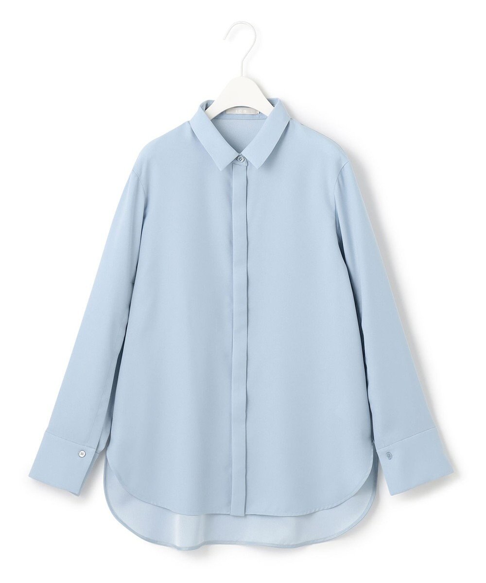 ICB L 【接触冷感・UVケア・速乾・洗える】FluidBackSatin スリットスリーブシャツ 