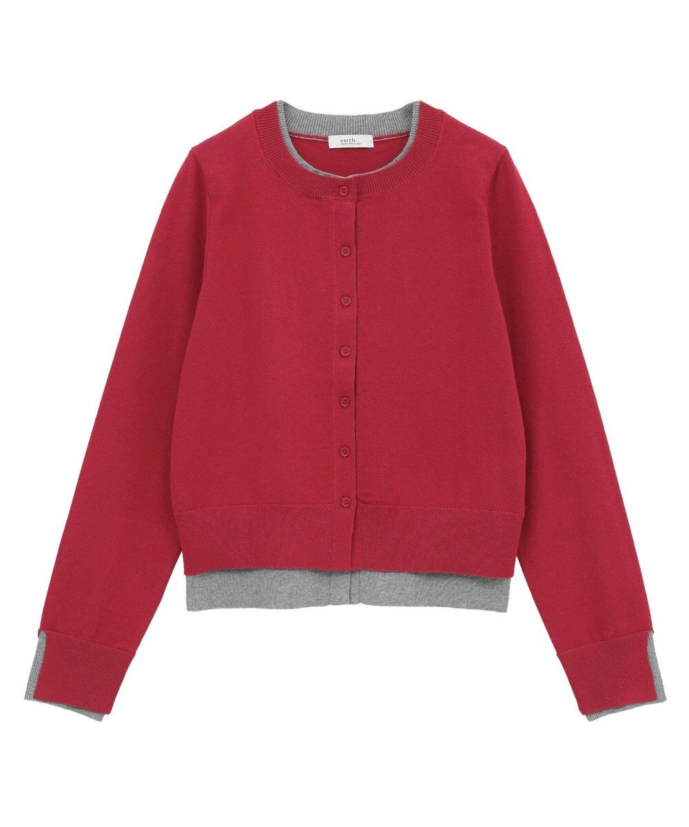 earth music&ecology 【コットン混紡】バイカラーレイヤード風カーディガン 