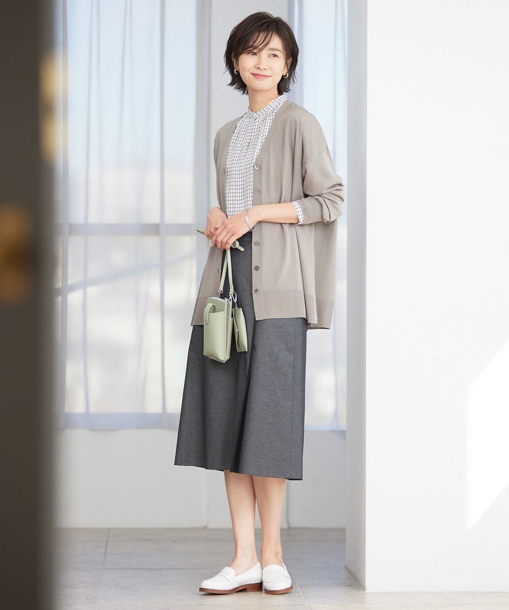 J.PRESS LADIES 【洗える】 シルキーレーヨンストレッチ Ｖネック カーディガン 