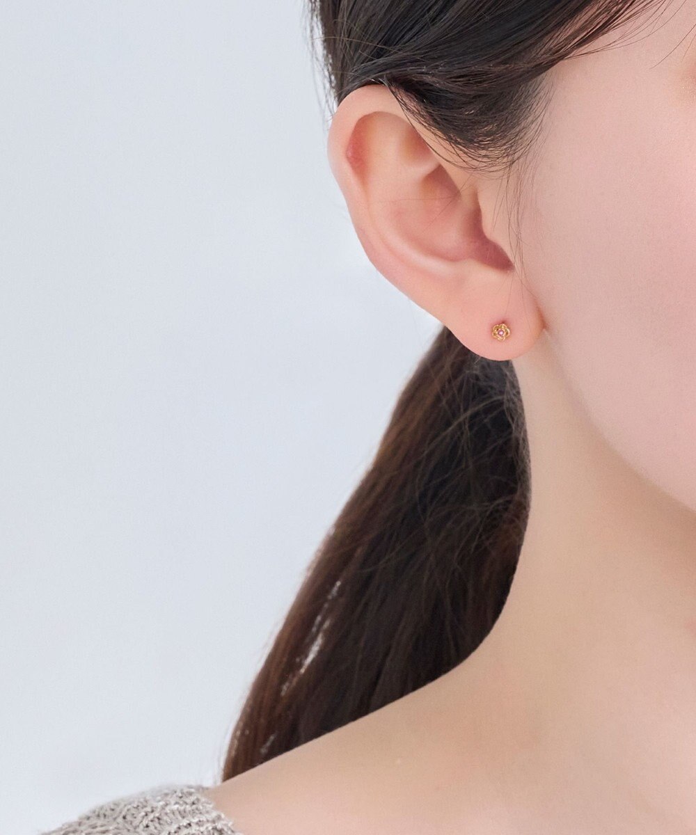 Phoebe 【金属アレルギー対応】プチフラワービジュースタッドピアス　ピンク/ニッケルフリー（片耳） 