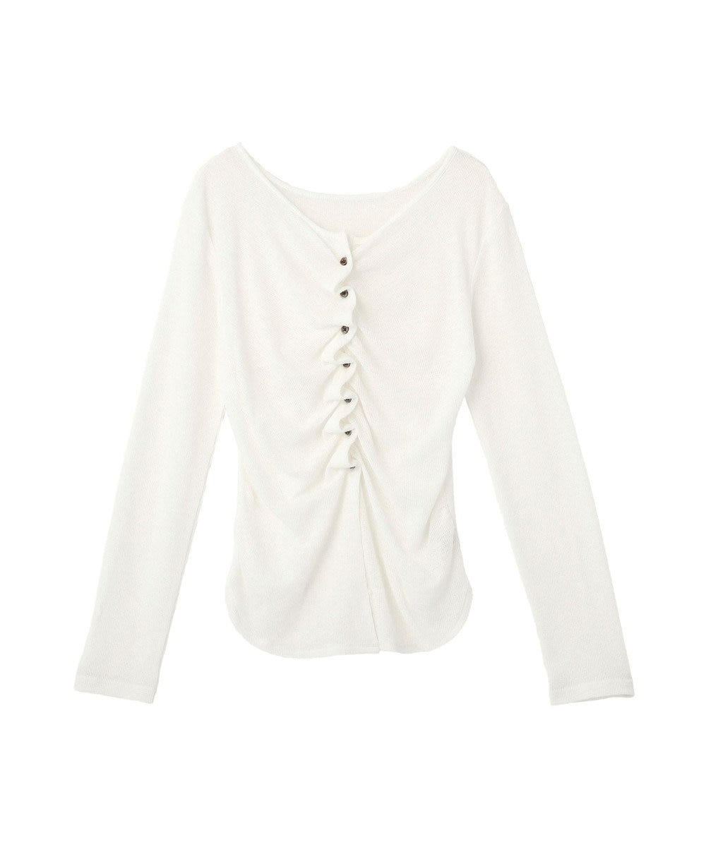 earth music&ecology 【予約】シアーワッフルタックボタントップス 