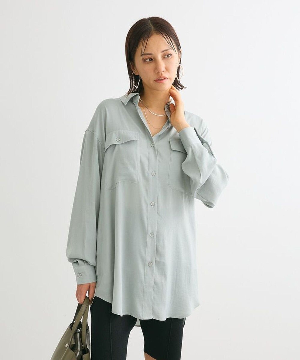 Green Parks ・ＳＵＧＡＲ　ＳＰＯＯＮ　サテンオーバーシャツチュニック 