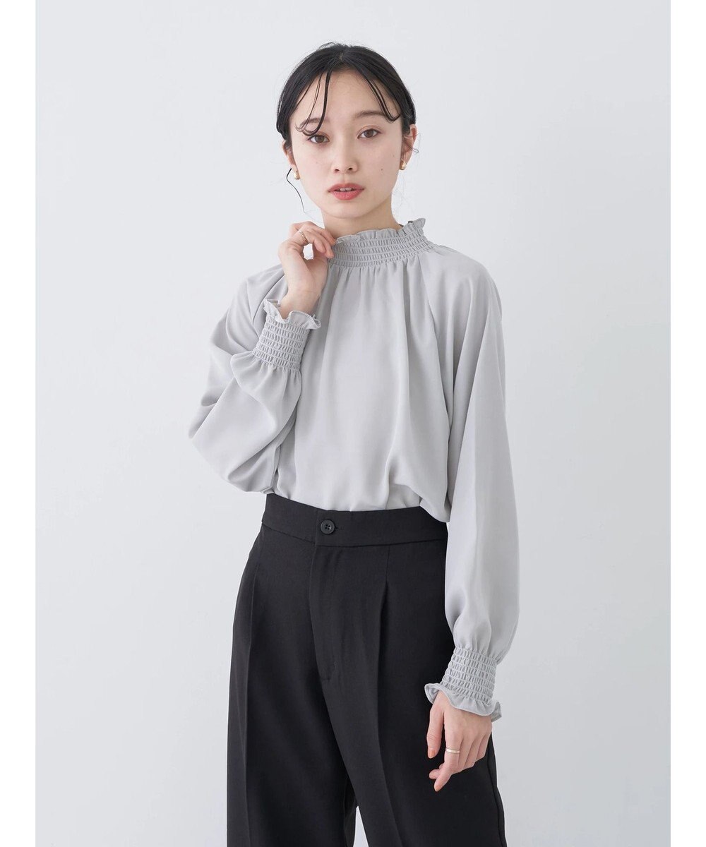 earth music&ecology シャーリングネックブラウス 