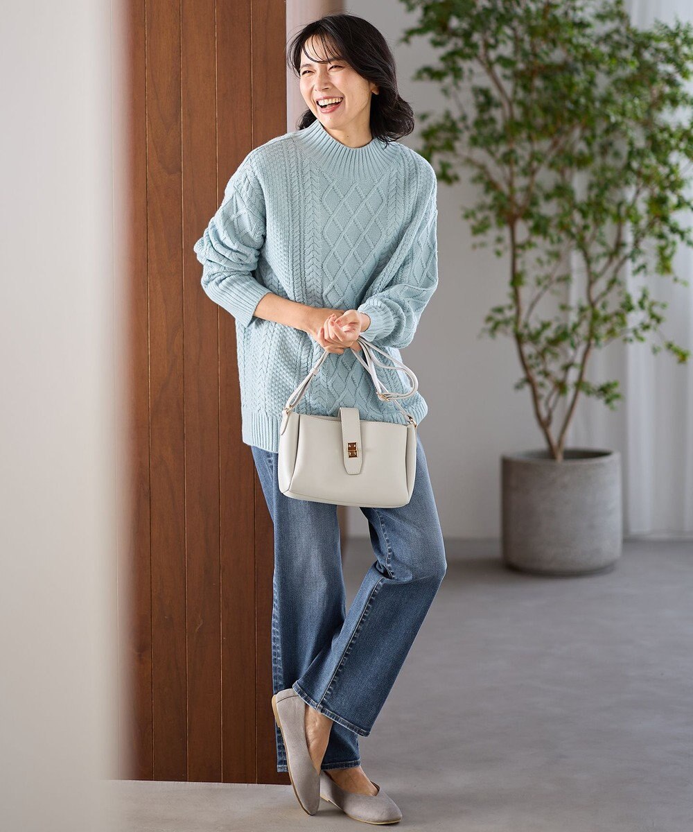 ANY L ソフトタッチケーブルニットチュニック 