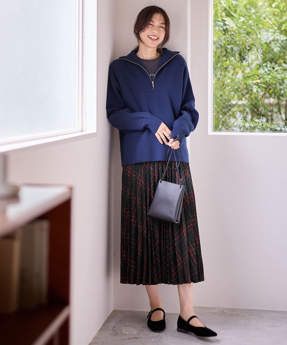 ANY スウェットライクハーフジップニット 