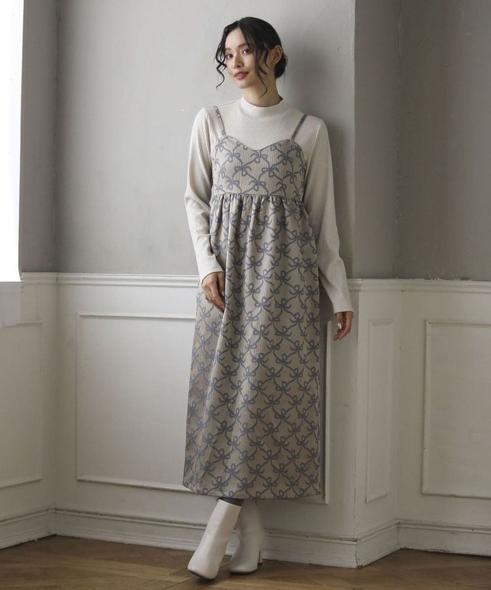 Green Parks ・ＳＵＧＡＲＳＰＯＯＮリボンジャカードキャミワンピ 