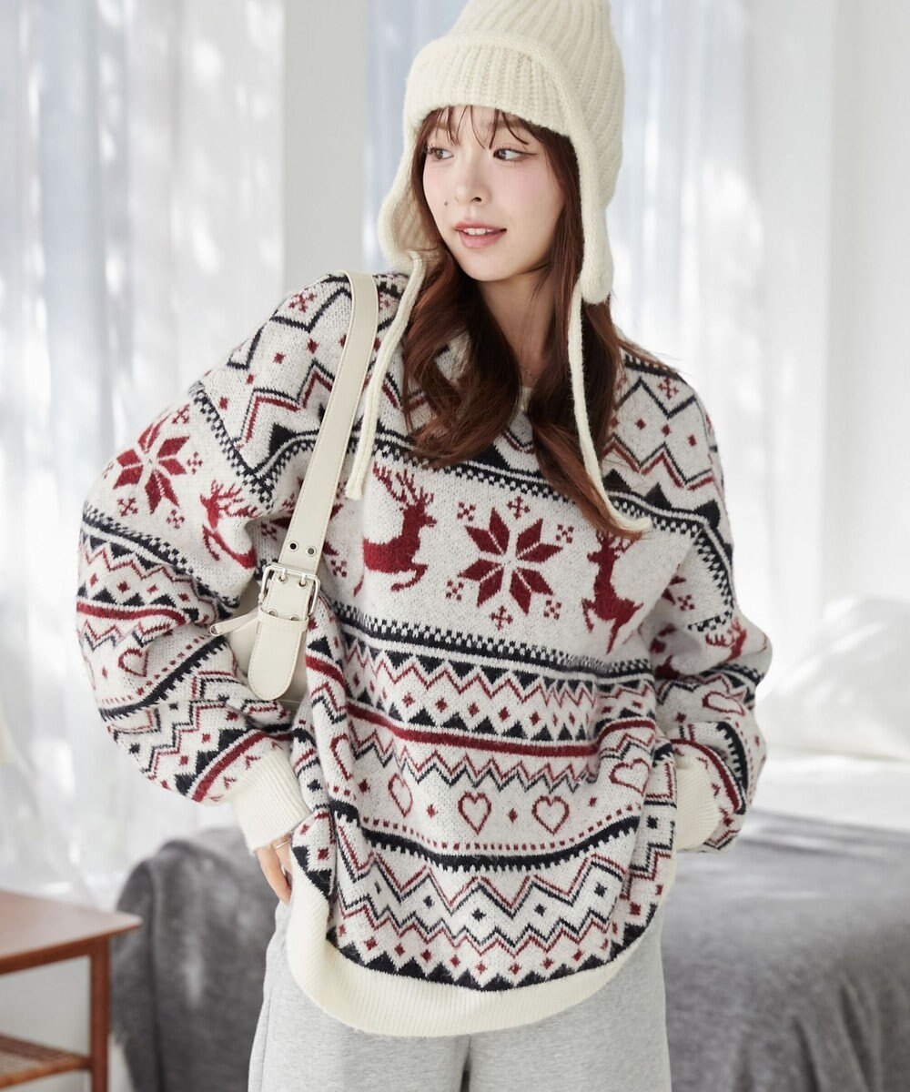 WEGO フラッフィーグラフィックBIGニットプルオーバー 