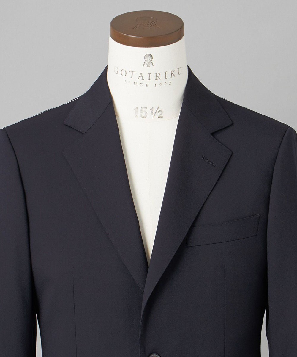 GOTAIRIKU オールシーズン対応【御幸毛織】WOOL×SOLOTEX ストレッチスーツ（ネイビー無地） 