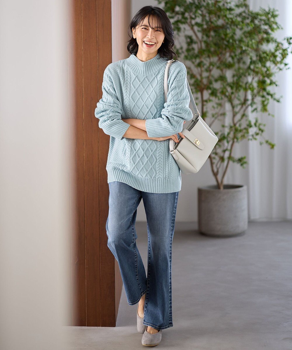 ANY L ソフトタッチケーブルニットチュニック 