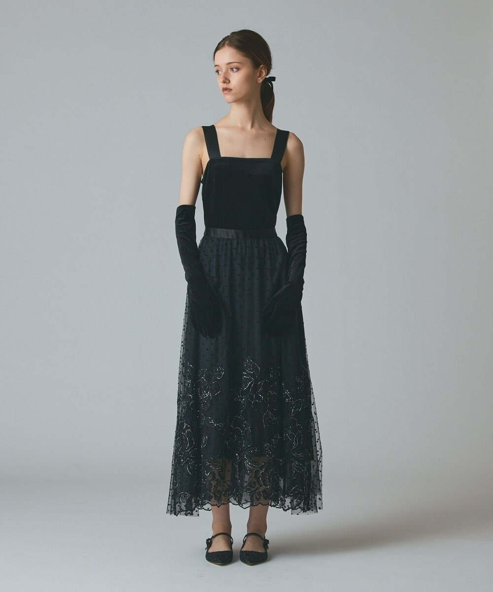 GRACE CONTINENTAL ドットフラワーembドレス 