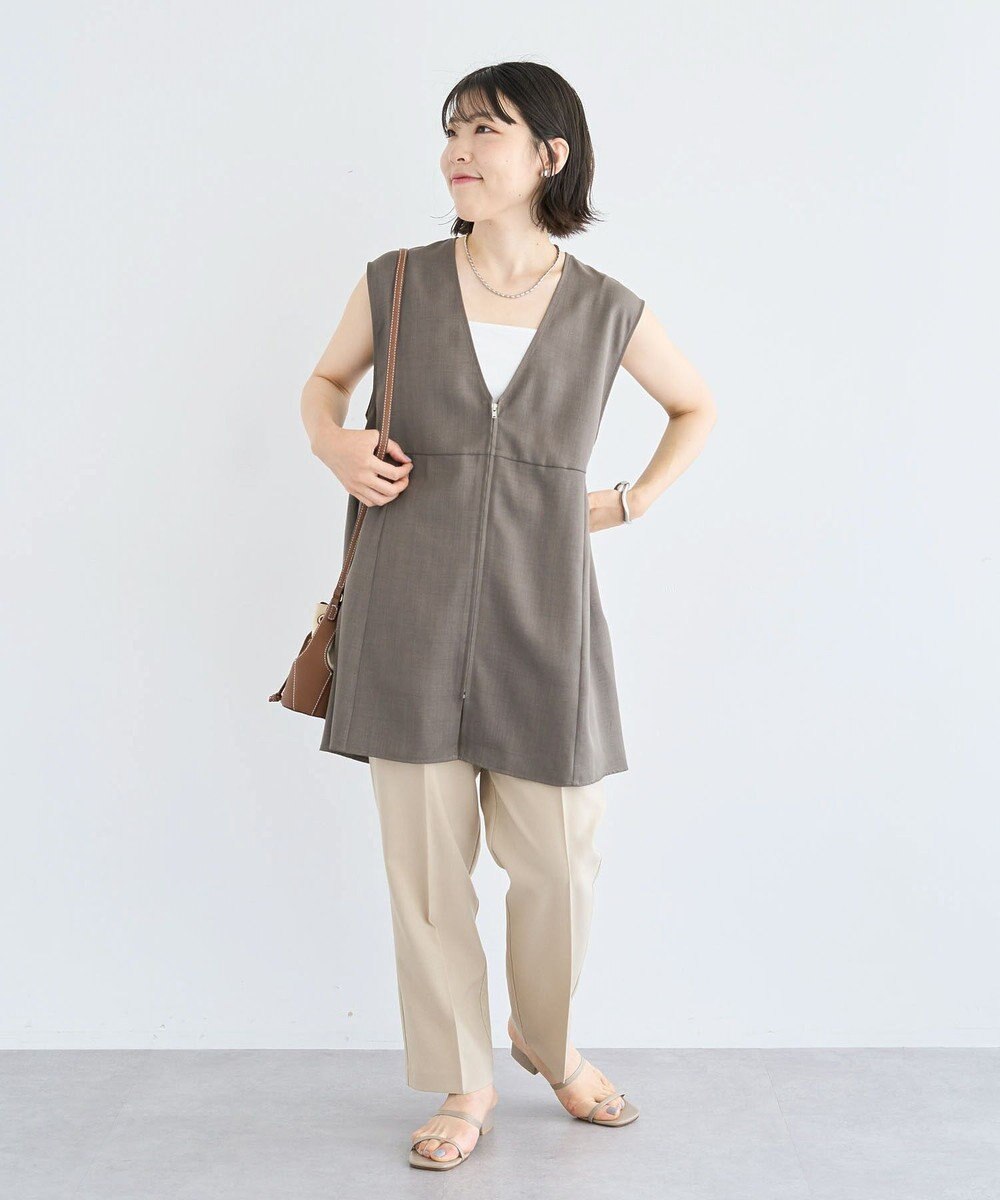 Green Parks 麻調ミディ丈ＺＩＰベスト 