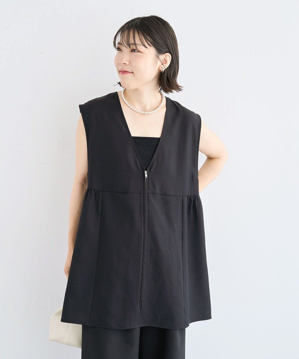 Green Parks 麻調ミディ丈ＺＩＰベスト 