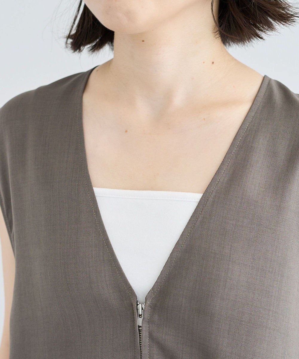 Green Parks 麻調ミディ丈ＺＩＰベスト 