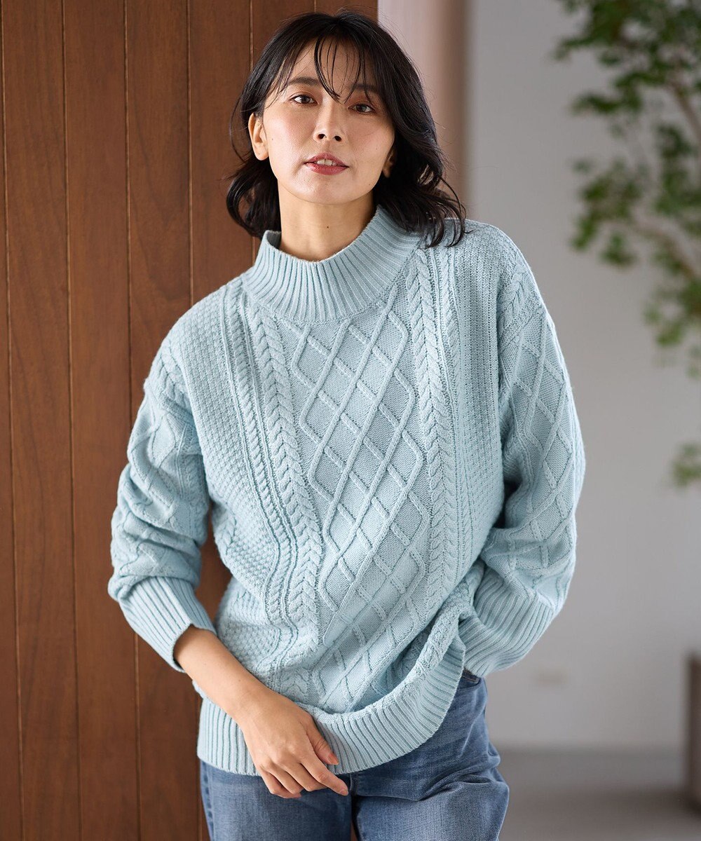 ANY L ソフトタッチケーブルニットチュニック 