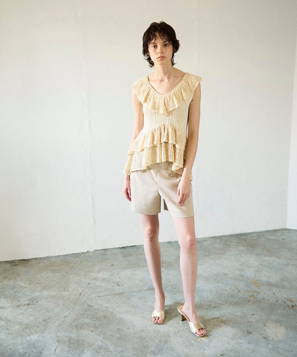 GRACE CONTINENTAL ミックスフリルニットトップ 