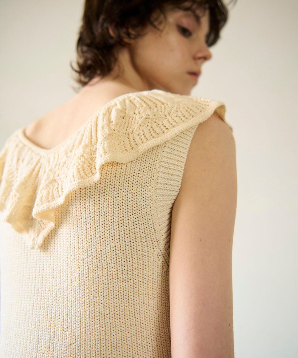 GRACE CONTINENTAL ミックスフリルニットトップ 