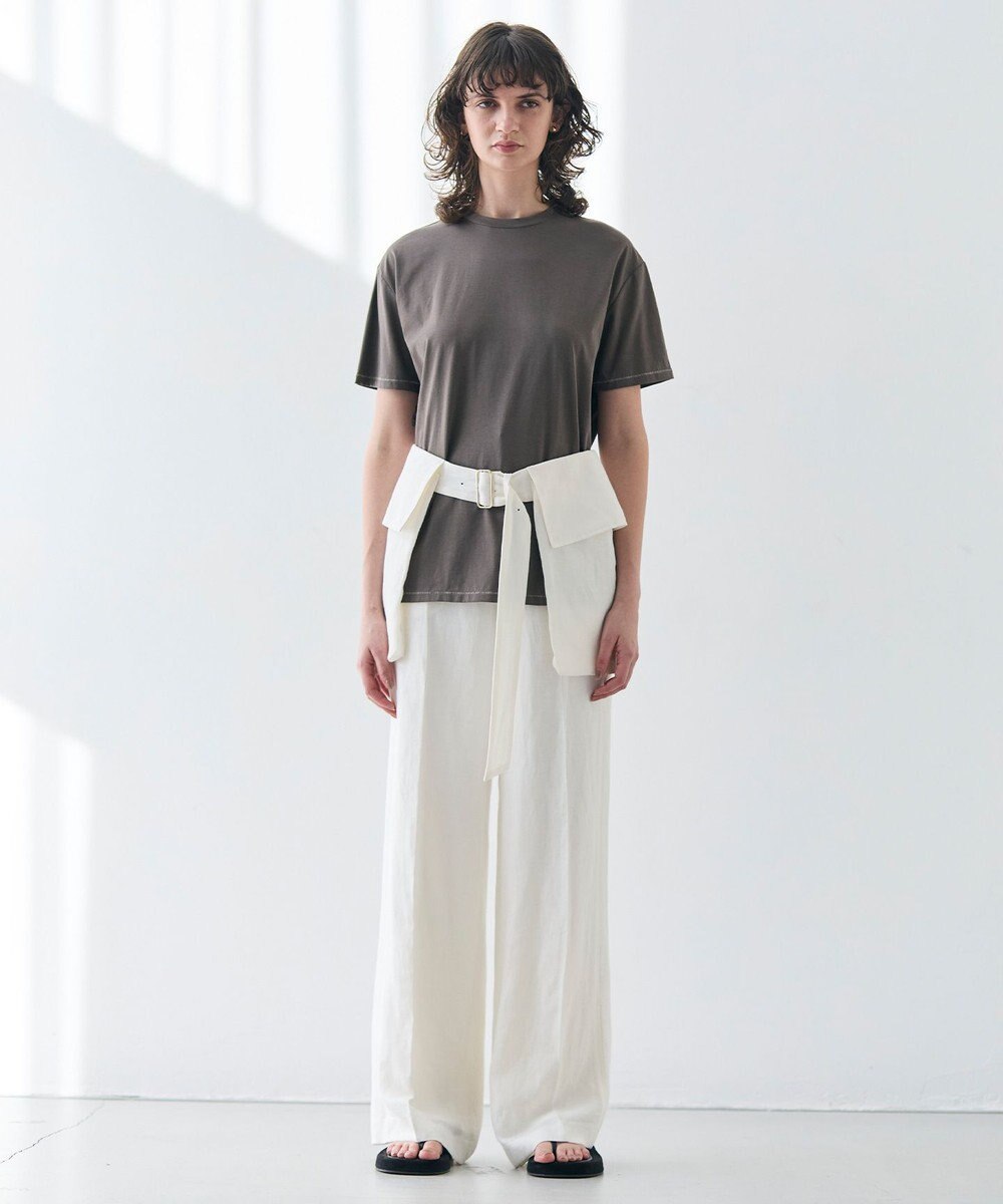 BEIGE， 【洗える】VERONICA / カラーステッチ半袖クルーネックＴシャツ 