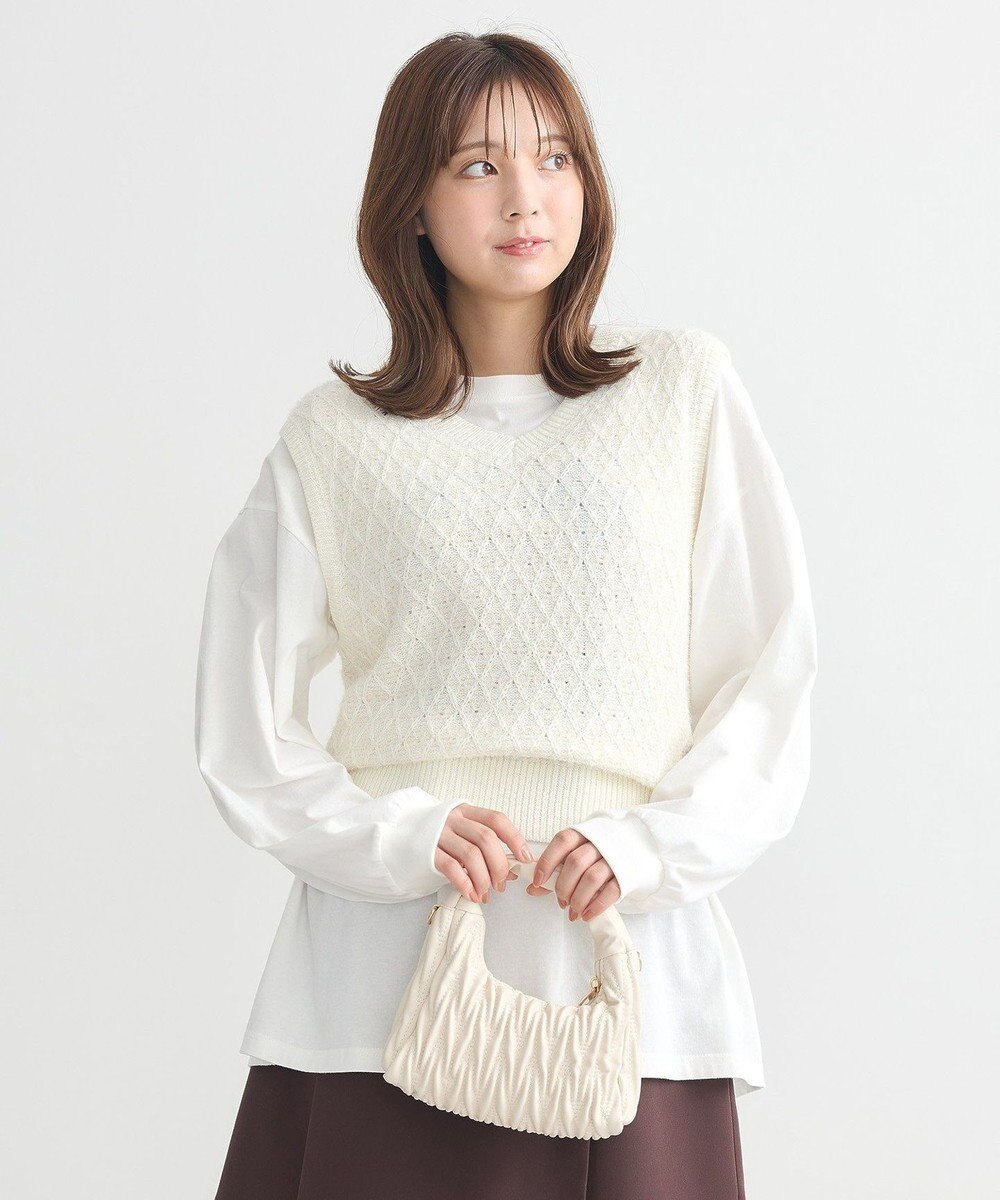 earth music&ecology ラメジャガードニットベスト 