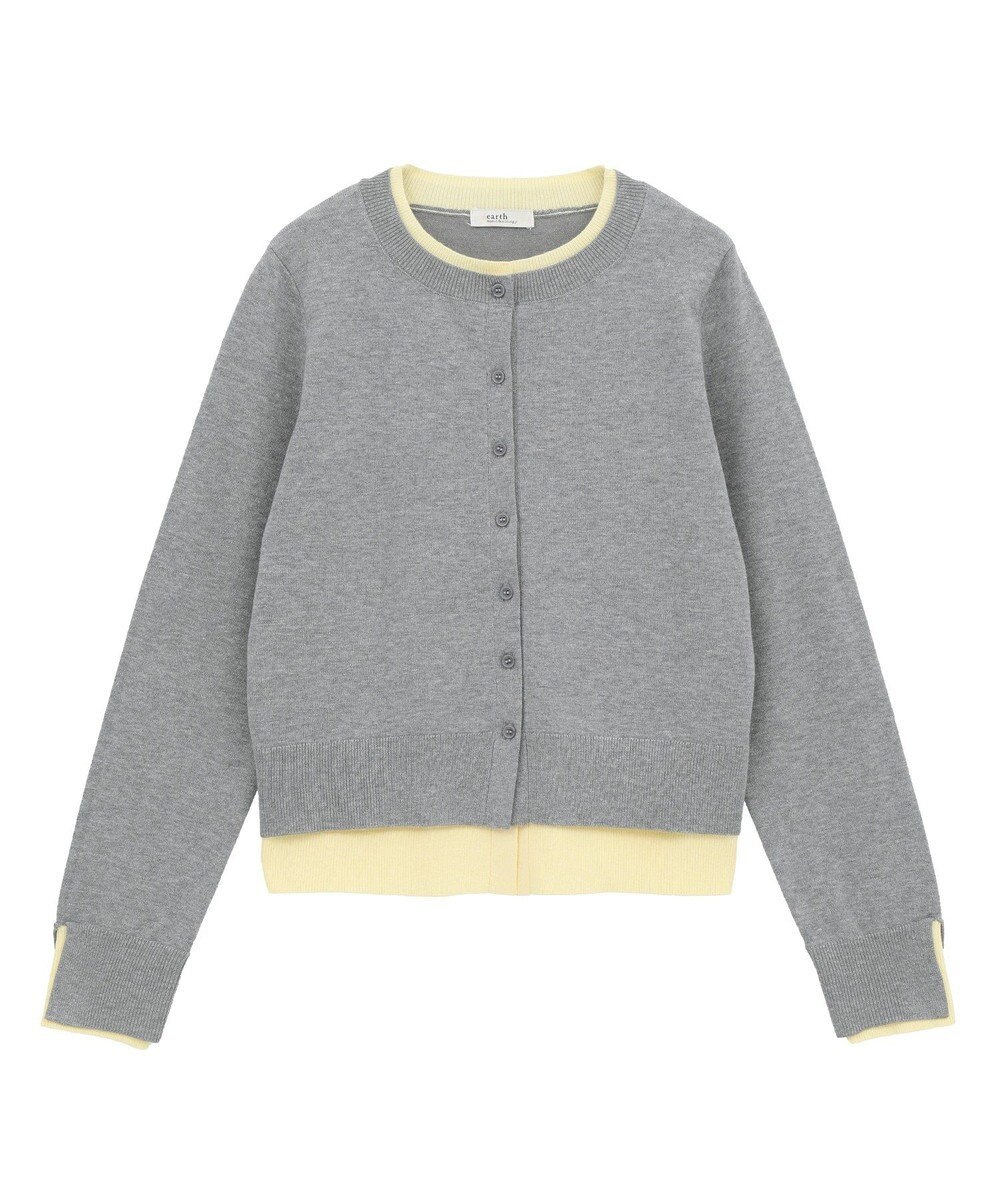earth music&ecology 【コットン混紡】バイカラーレイヤード風カーディガン 