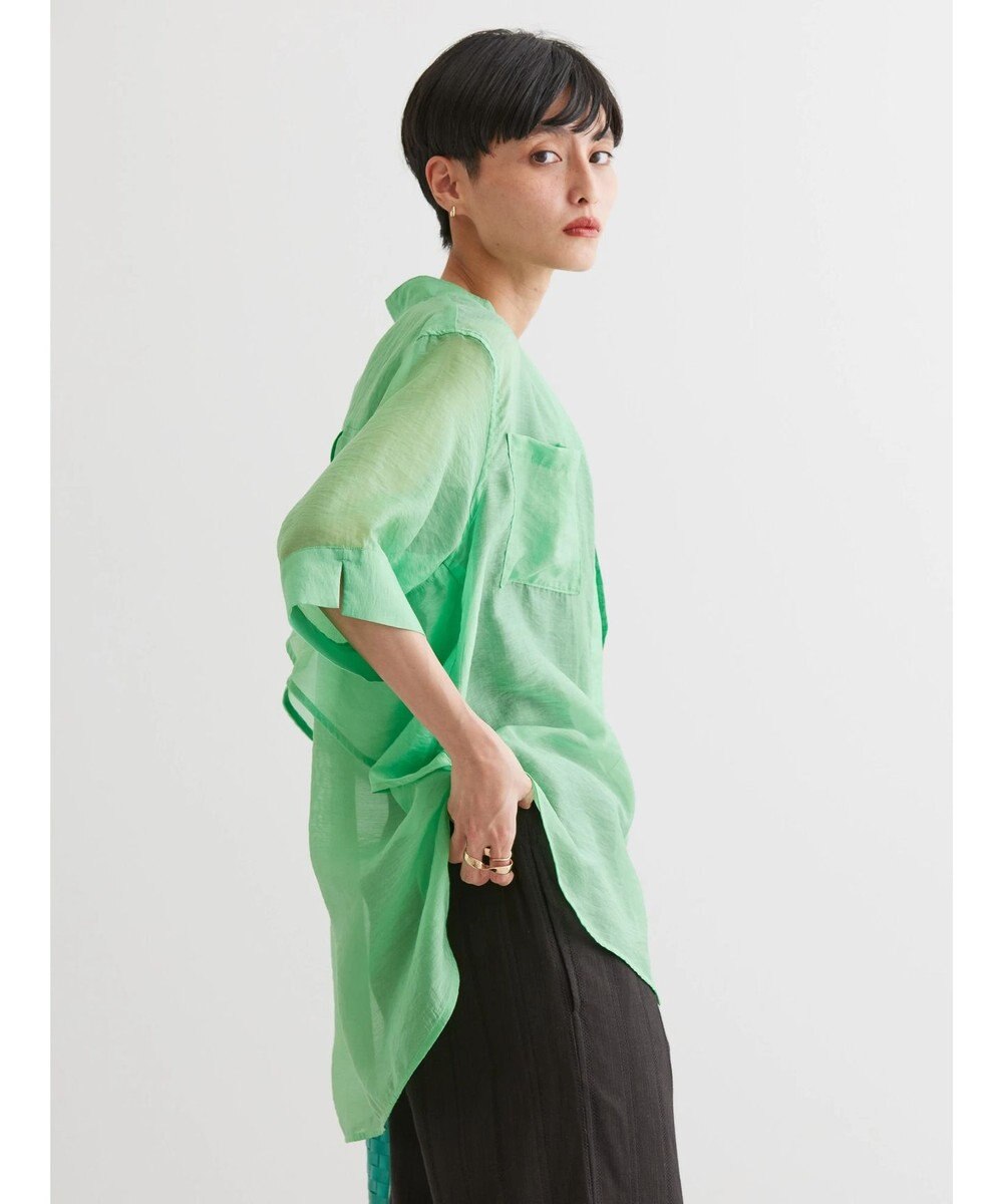 AMERICAN HOLIC シアーバックフレアＷポケットシャツチュニック 