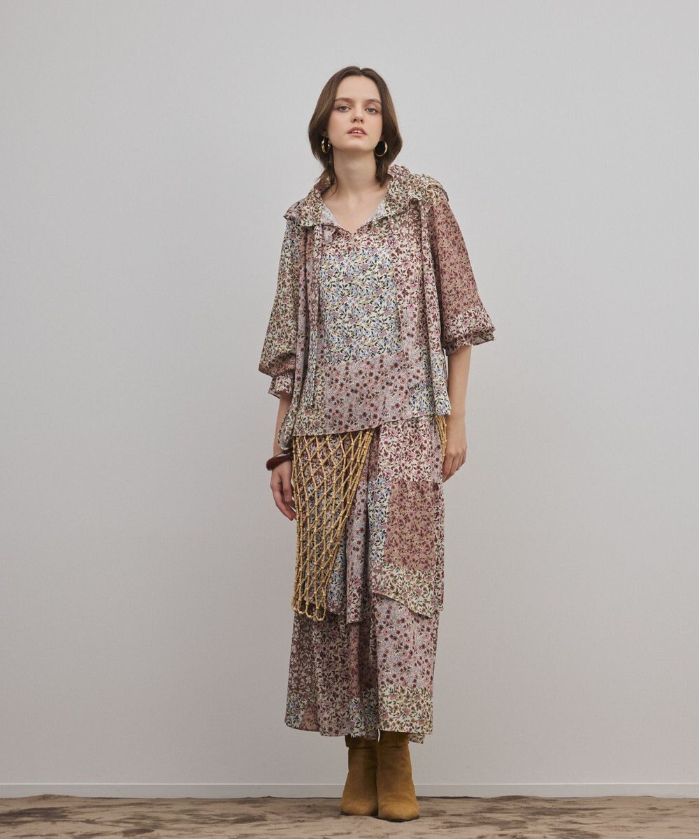 GRACE CONTINENTAL パッチワークプリントカフタンブラウス 