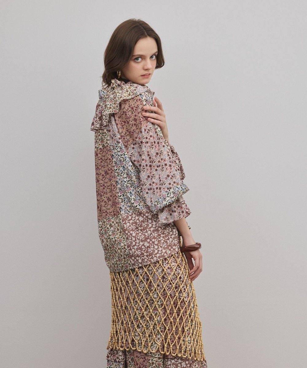 GRACE CONTINENTAL パッチワークプリントカフタンブラウス 