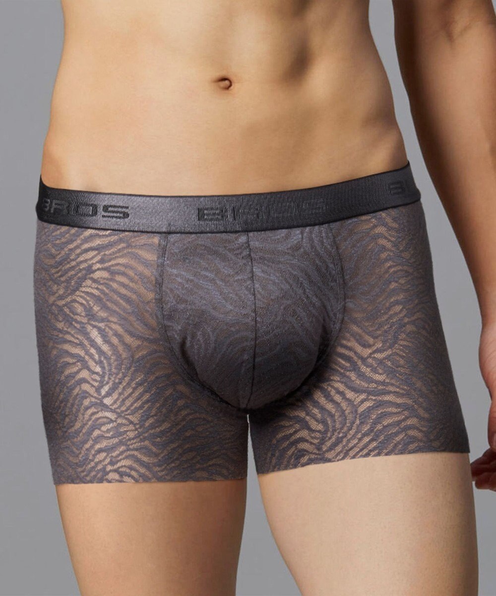 WACOAL MEN ボクサーパンツ【レースボクサー】フロント快適グラマラス 通気性 フリーなカッティング(裾部分) 前閉じ レース 下着 GT3341 /ブロス バイ ワコールメン 