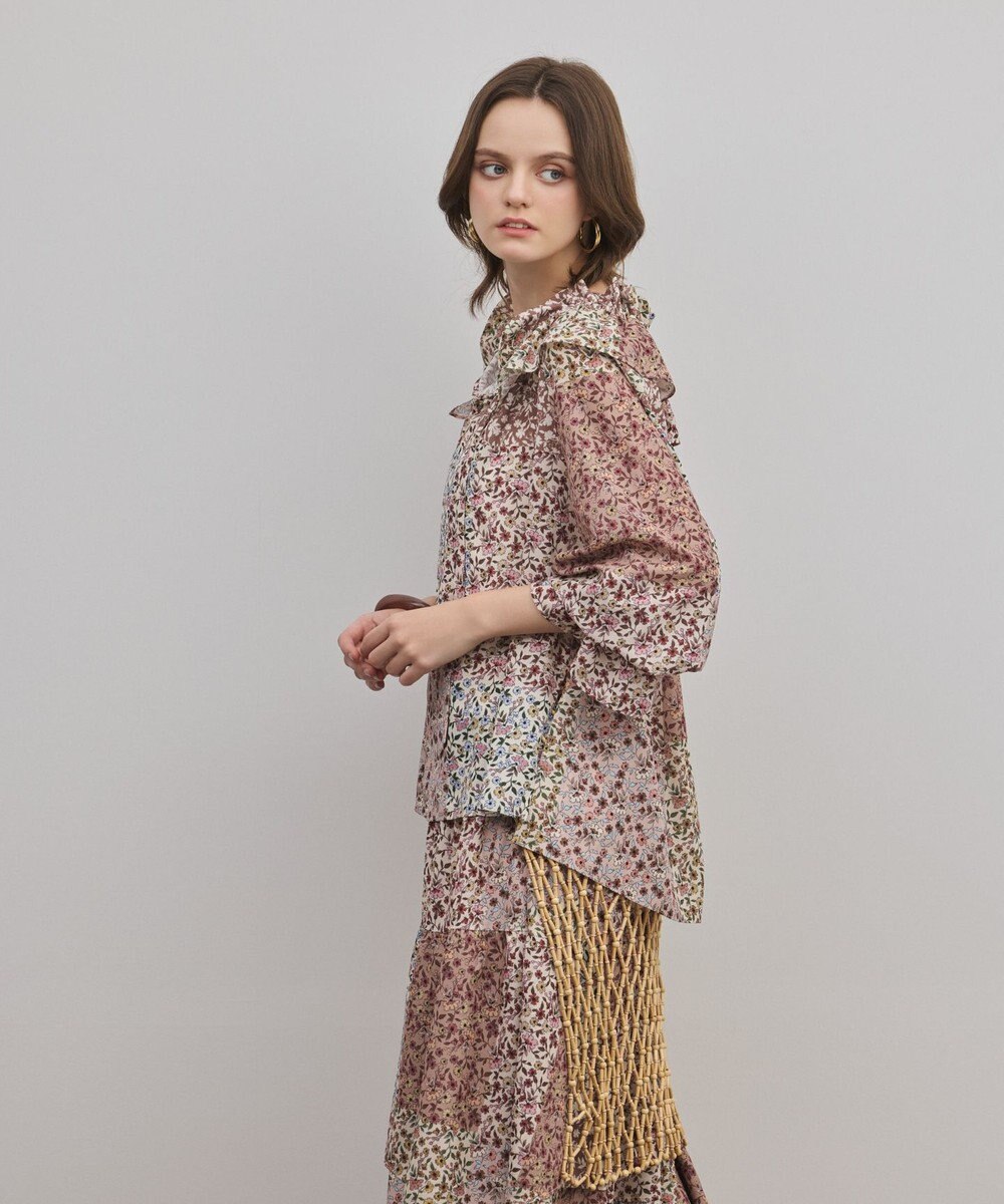 GRACE CONTINENTAL パッチワークプリントカフタンブラウス 