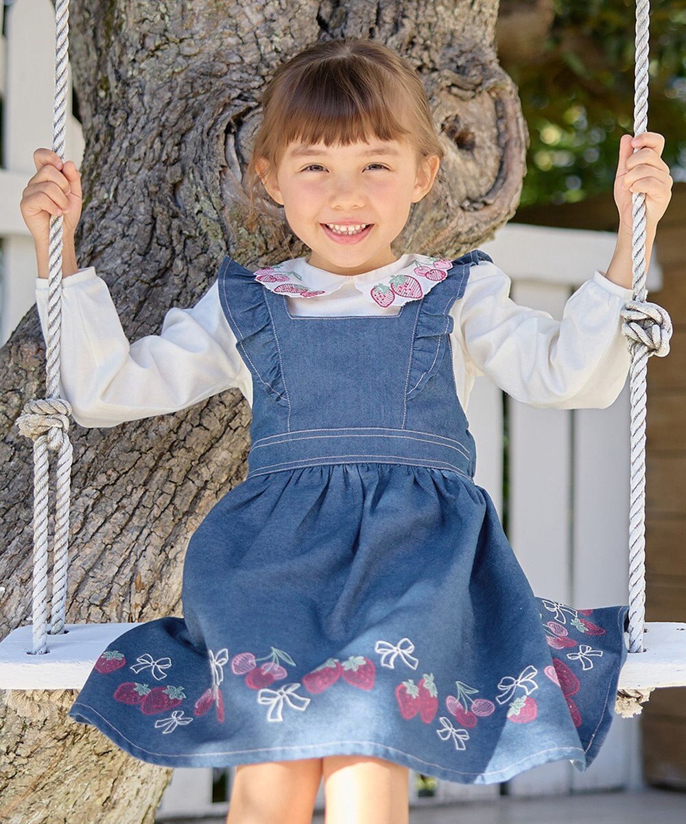 ANY KIDS 【チェリーベリーシリーズ】フルーツ 刺繍 ジャンパースカート 