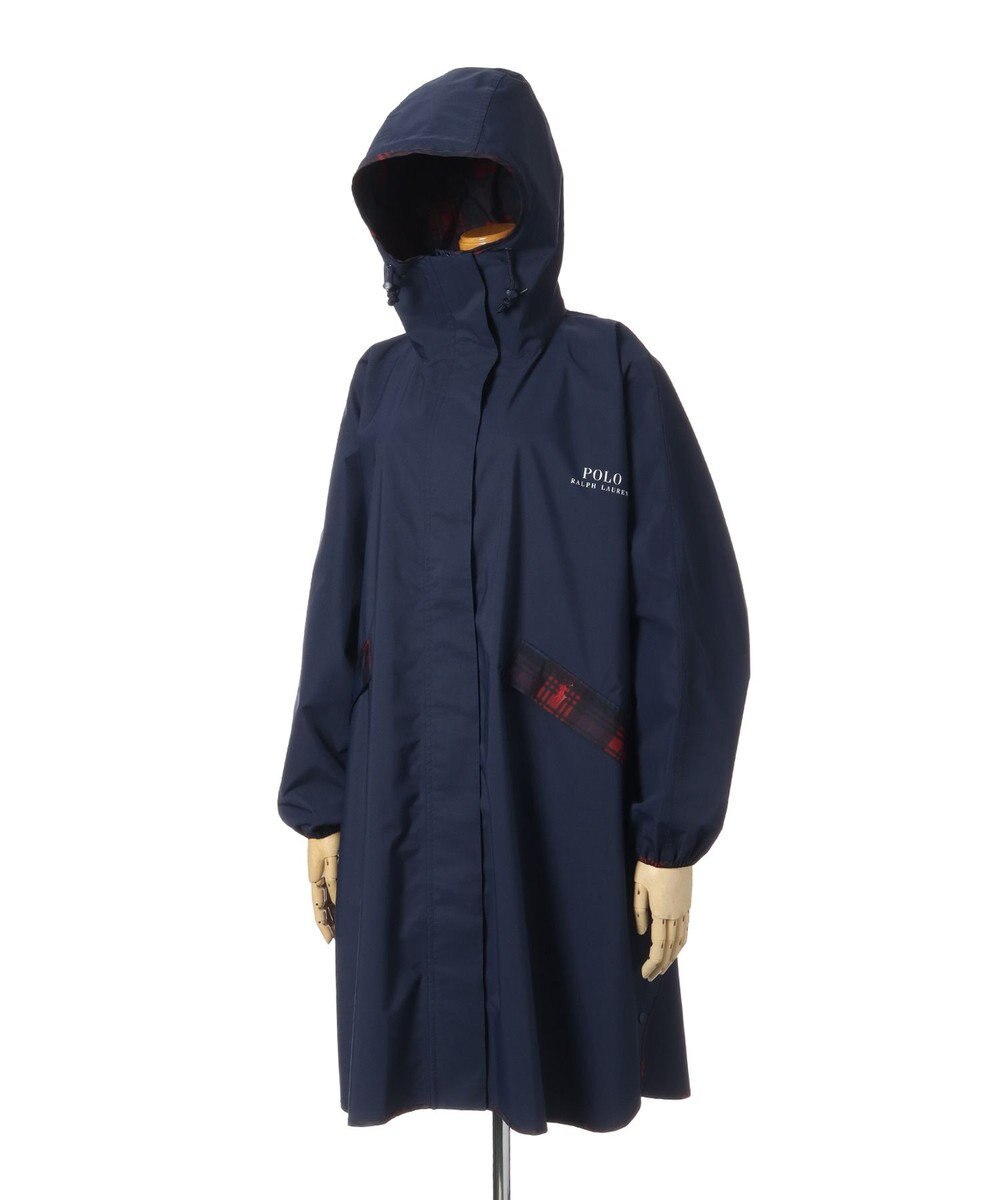 MOONBAT POLO RALPH LAUREN レインポンチョ 透湿撥水 無地×チェック 75デニール 収納袋付 