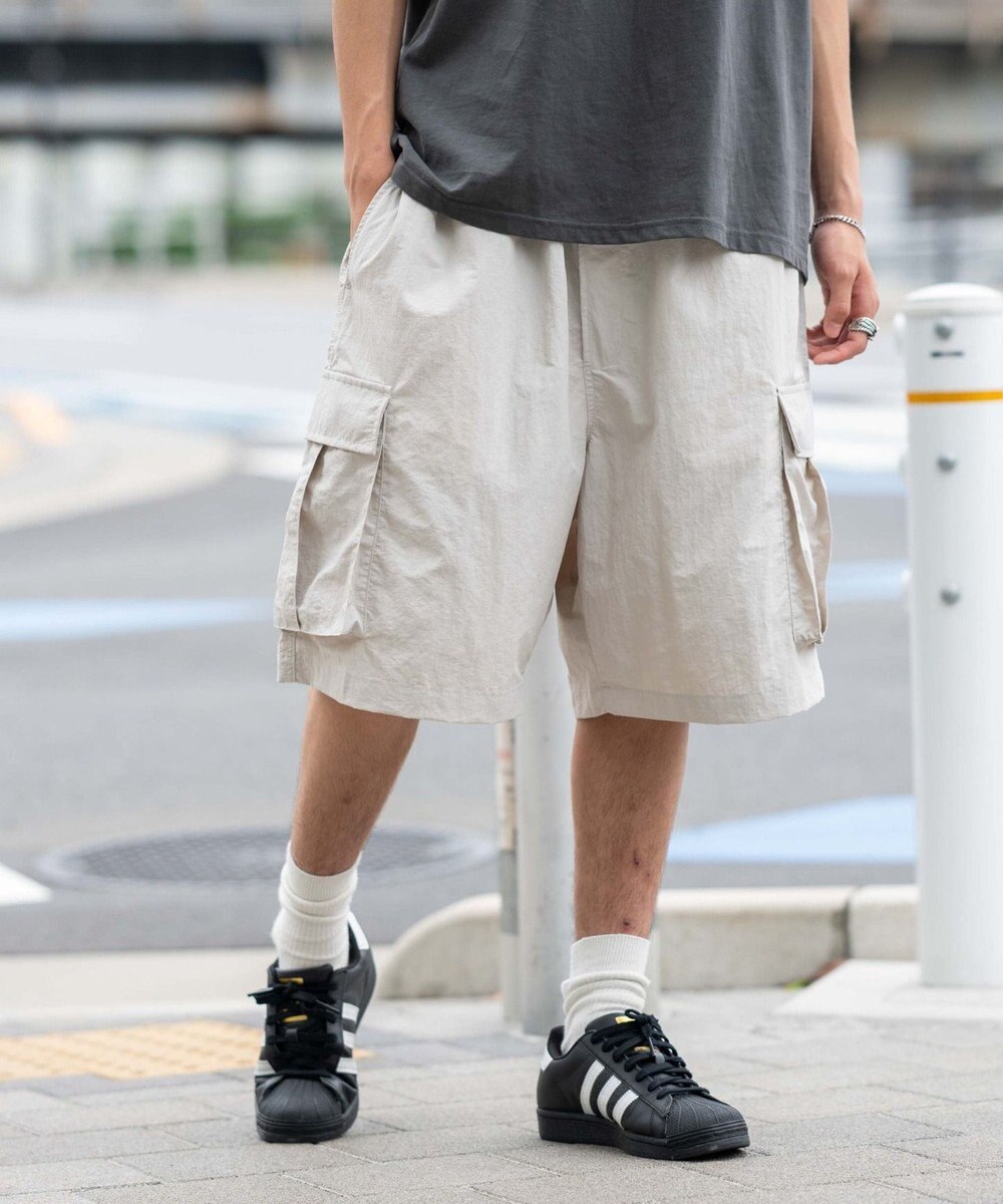 WEGO 【撥水/速乾/ウエストゴム/ユニセックス着用ITEM/MLサイズ展開】ナイロンイージーバギーカーゴショーツ 