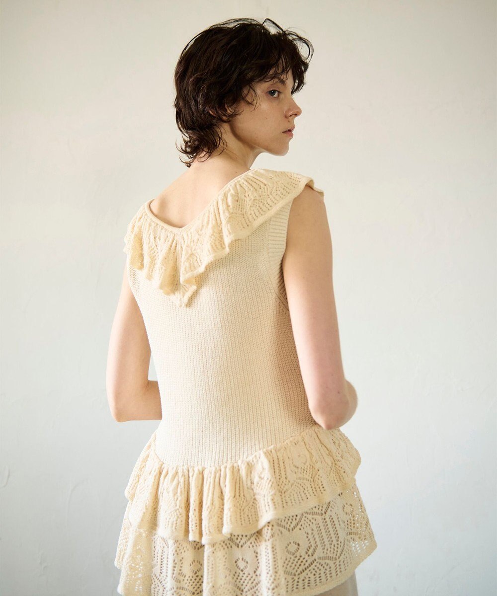 GRACE CONTINENTAL ミックスフリルニットトップ 