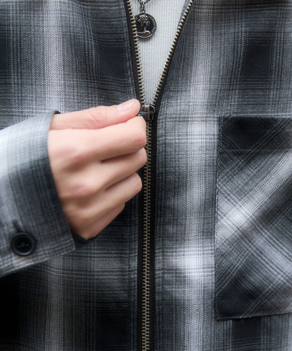 WEGO 【ユニセックス着用ITEM】オンブレチェックシャツジャケット 