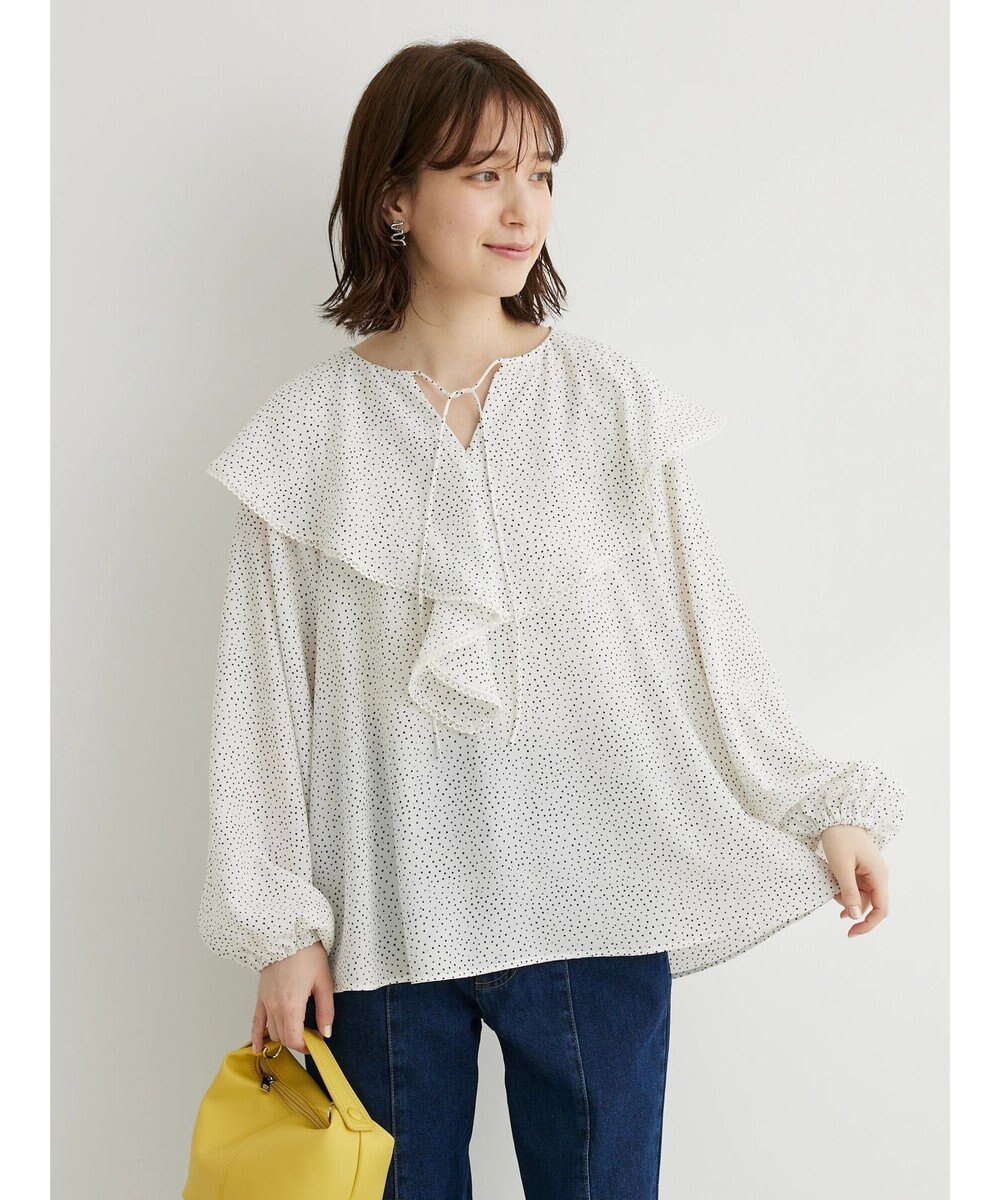 Green Parks 柄アソートラッフル衿ブラウス 