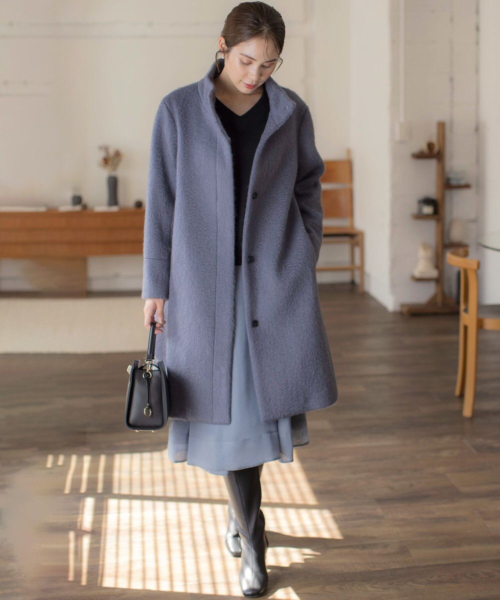 組曲 スタンドカラーシャギーコート 