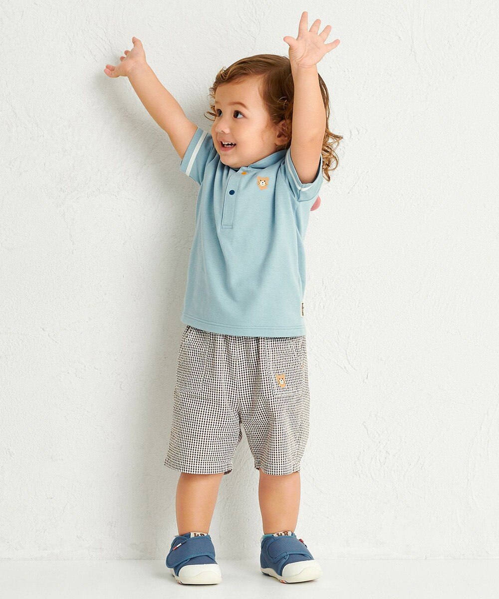 MIKI HOUSE HOT BISCUITS 【70-110cm】 くま耳 セーラーカラー半袖Tシャツ 