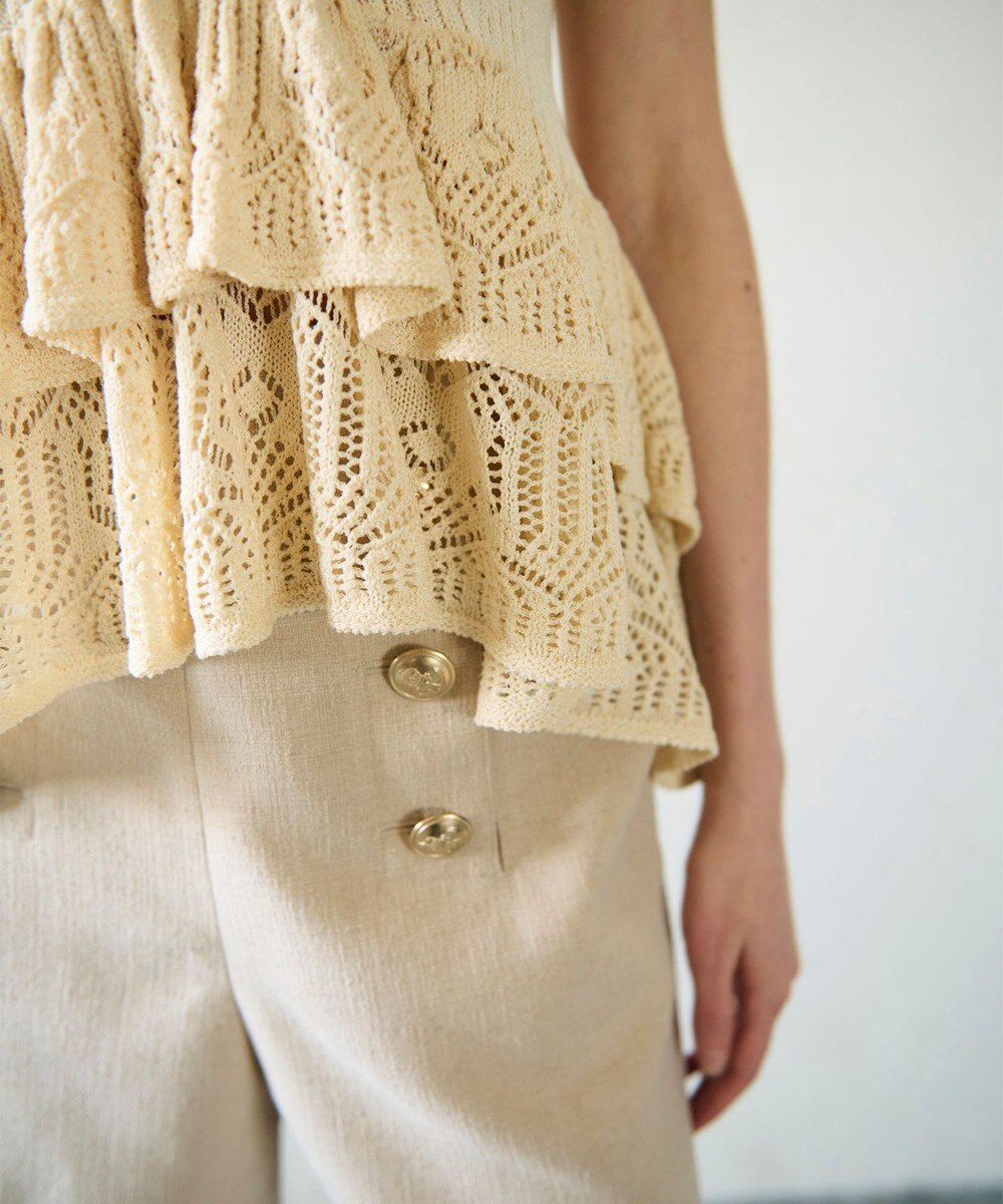 GRACE CONTINENTAL ミックスフリルニットトップ 