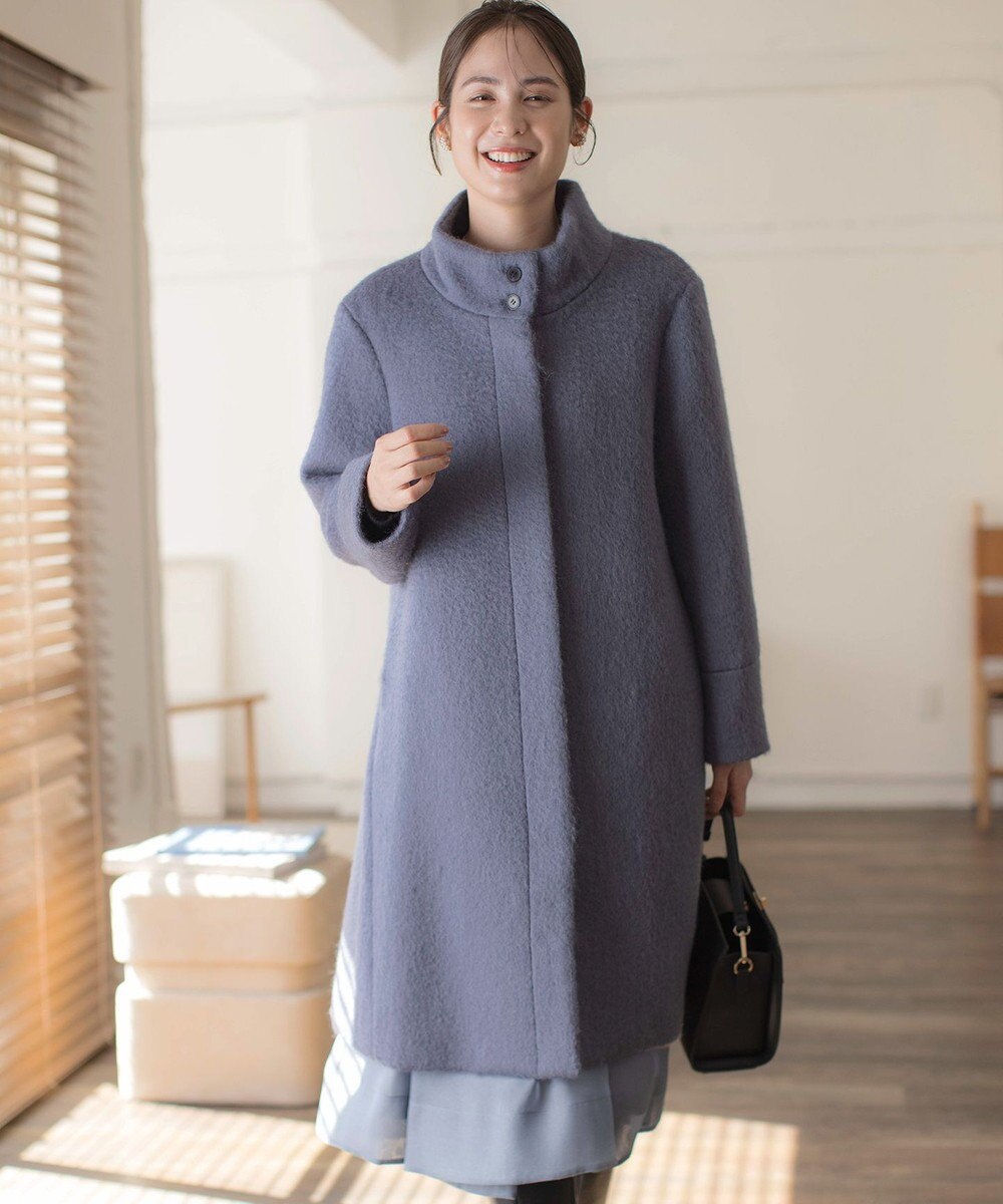 組曲 スタンドカラーシャギーコート 