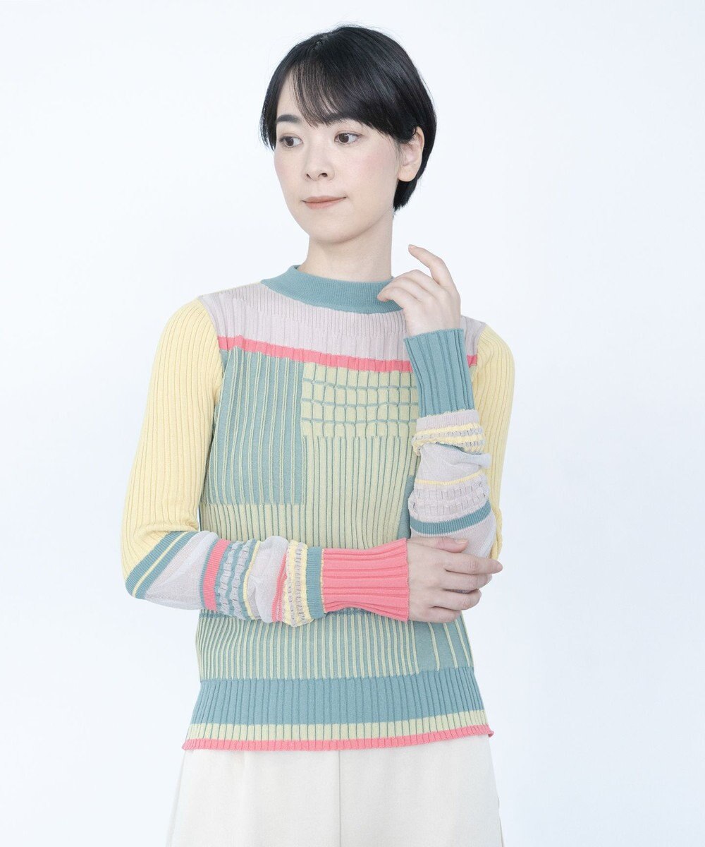 COQ CONCORD カラーブロックリブニット 