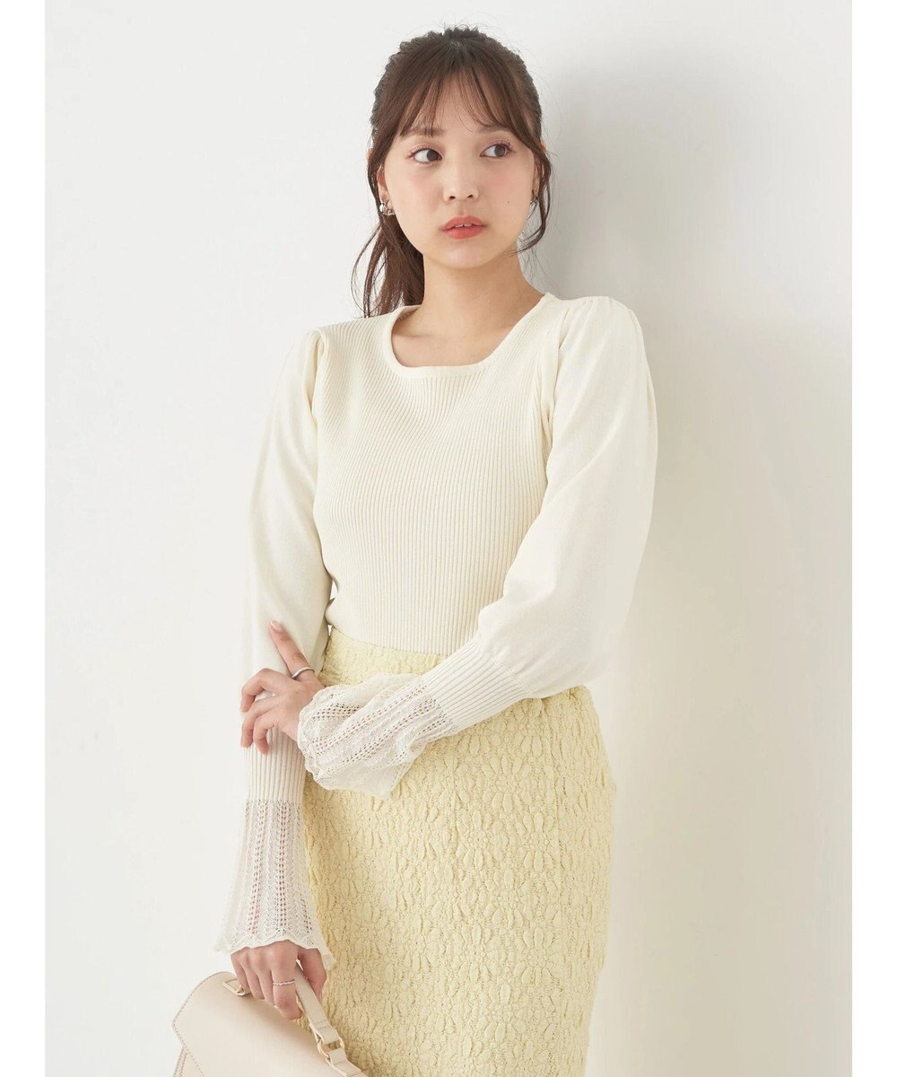 earth music&ecology 袖ポイントニットプルオーバー 