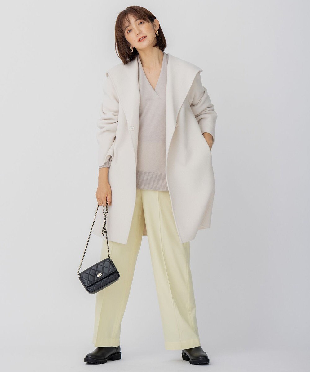 23区 S 【10色展開】ウーステッドウール 重ね襟Vネック ニット 