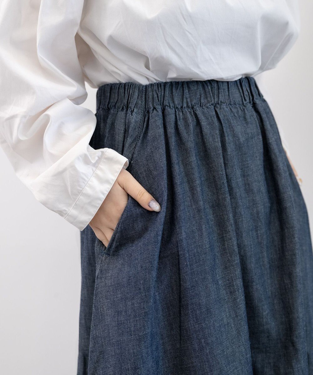 caqu gather skirt ゆったりシルエットデニムスカート 