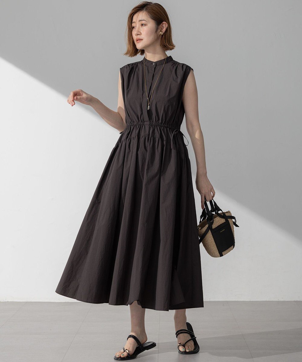 23区 【洗える/撥水加工】ナイロンコットンタフタ ウエストシャーリング ワンピース 